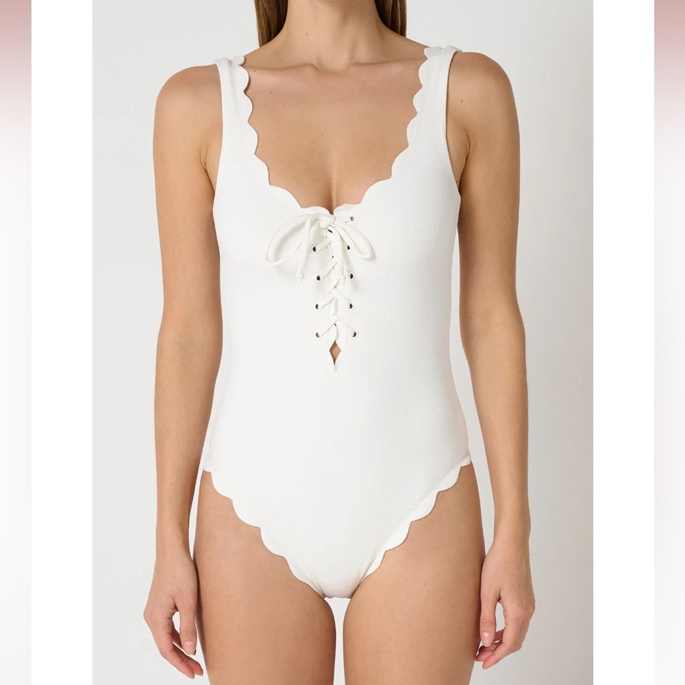 Marisa Swim Reversible White Metallic Limited Edition PALM SPRINGS TIE MAILLOT - Picture 5 of 15